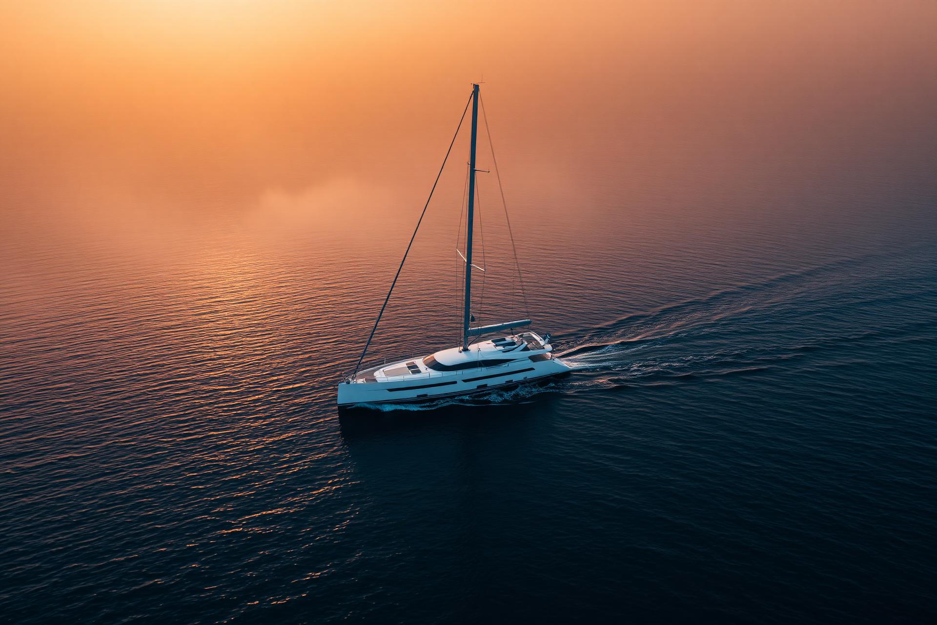 Yacht sailing on the Baltic at sunset
